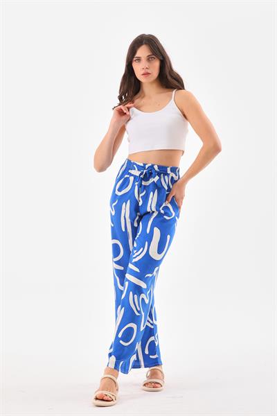 Kadın beli lastikli rahat kesim palazzo pantolon - Charamela