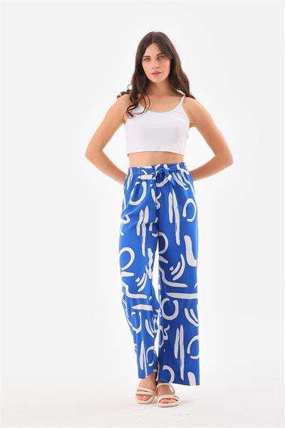 Kadın beli lastikli rahat kesim palazzo pantolon - Charamela