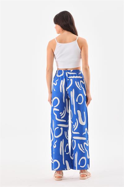 Kadın beli lastikli rahat kesim palazzo pantolon - Charamela