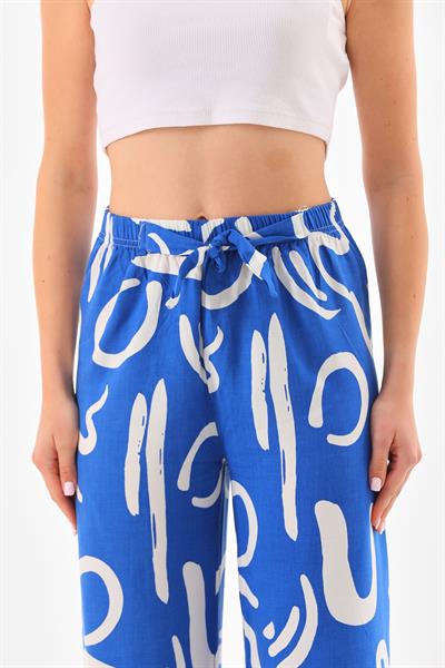 Kadın beli lastikli rahat kesim palazzo pantolon - Charamela