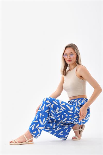 Kadın beli lastilklı rahat kesim palazzo pantolon - Charamela