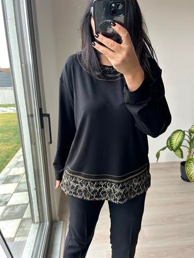 Kadın büyük beden taş detaylı bluz -bgb69 - Charamela