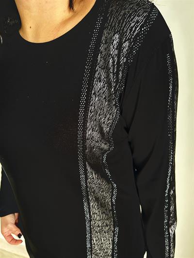 Kadın büyük beden kolları taş detaylı bluz -bgb62 - Charamela