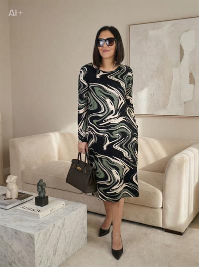 Kadın büyük beden örme elbise -bge75 - Charamela