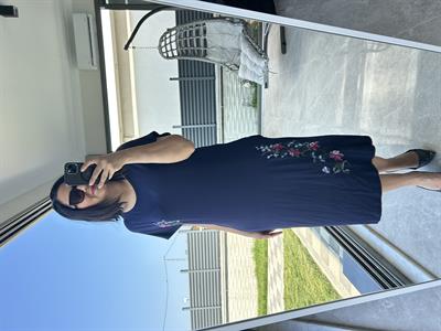 Kadın büyük beden örme elbise - lacivert - Charamela