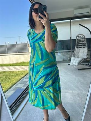 Kadın Büyük Beden Örme Elbise Yeşil - Charamela