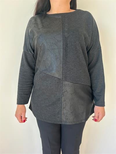 Kadın büyük beden örme taş detaylı bluz-bgb74 - Charamela