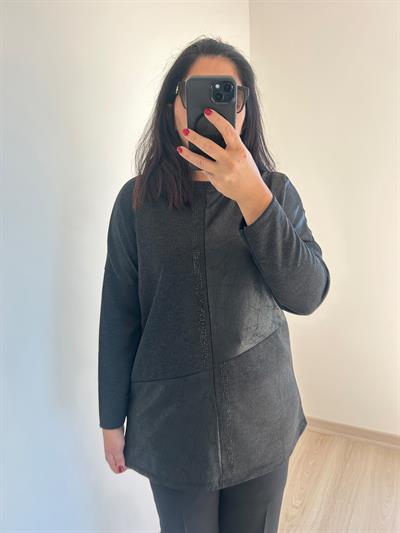 Kadın büyük beden örme taş detaylı bluz-bgb74 - Charamela