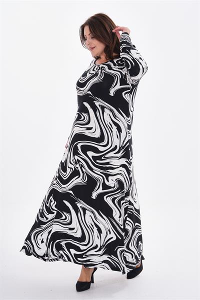 Kadın büyük beden örme viskon uzun elbise -bge71 - Charamela