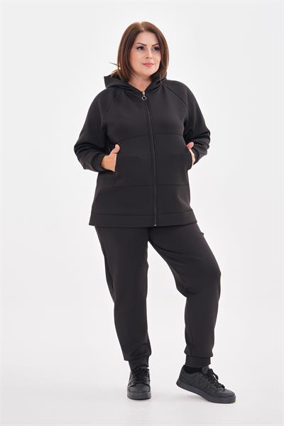 Kadın büyük beden scuba kumaş esofman seti-bgt32 - Charamela