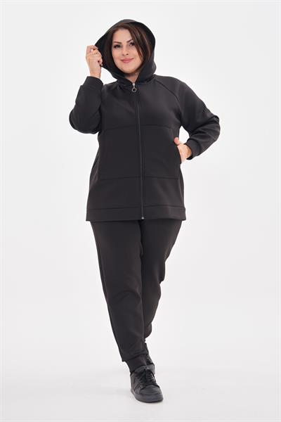 Kadın büyük beden scuba kumaş esofman seti-bgt32 - Charamela