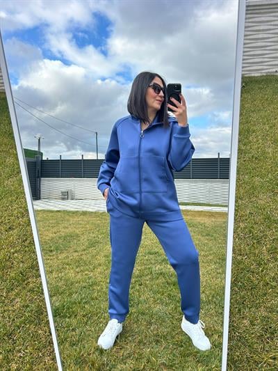 Kadın büyük beden scuba kumaş esofman seti-bgt31 - Charamela