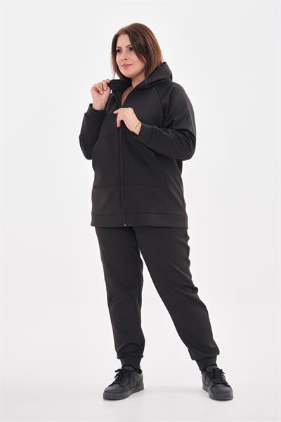 Kadın büyük beden scuba kumaş esofman seti-bgt32 - Charamela