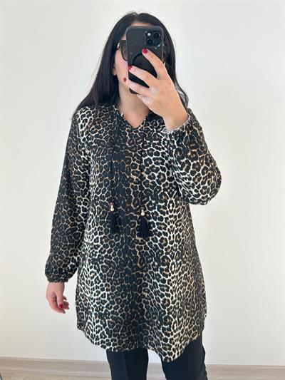 Kadın büyük beden süet görünümlü örme tunık & bluz-bgb73 - Charamela