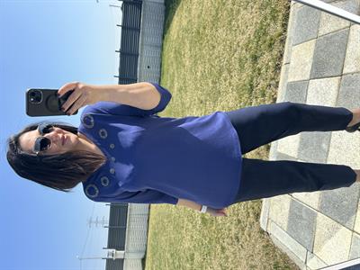 Kadın büyük beden taş detaylı mavi bluz-bgb124 - Charamela