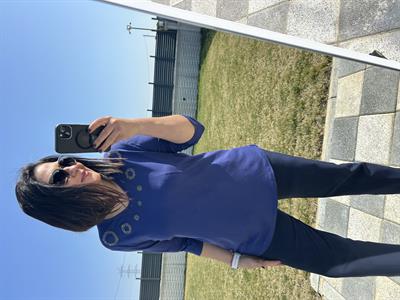 Kadın büyük beden taş detaylı mavi bluz-bgb124 - Charamela