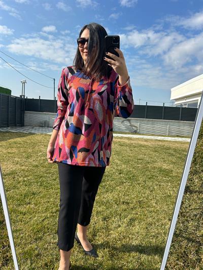 Kadın büyük beden triko görünümlü örme bluz-bgb118 - Charamela