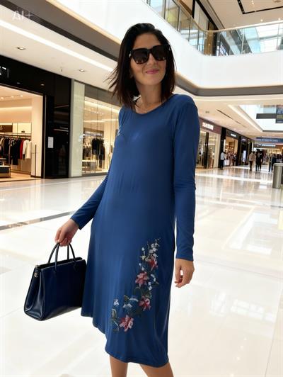 Kadın büyük beden uzun kollu örme elbise-bge63 - Charamela