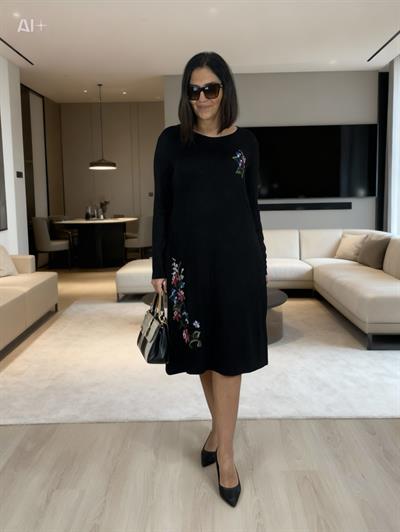 Kadın büyük beden uzun kollu örme elbise-bge65 - Charamela