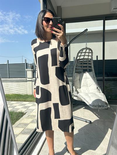 Kadın büyük beden uzun kollu örme elbise - Charamela