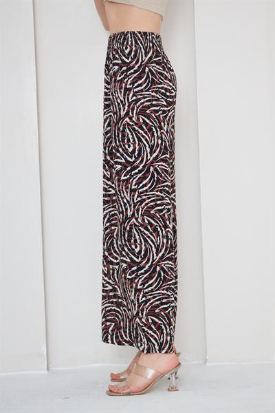 Kadın desenli beli lastikli palazzo pantolon - Charamela