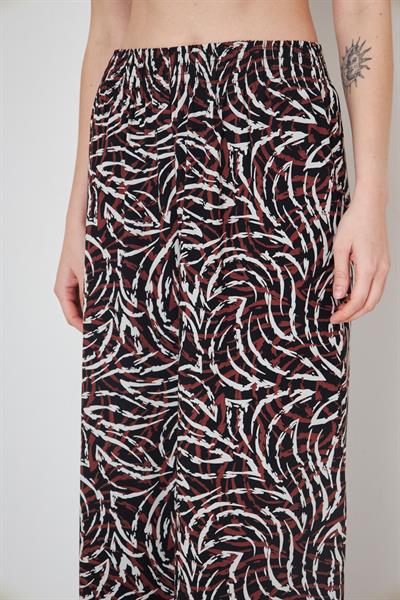 Kadın desenli beli lastikli palazzo pantolon - Charamela