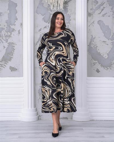 Kadın uzun örme büyük beden elbise bge67 - Charamela