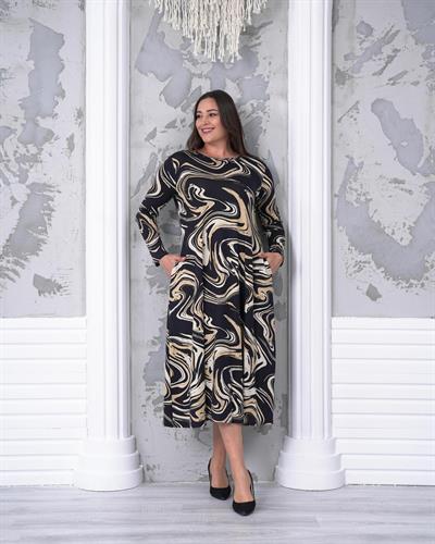 Kadın uzun örme büyük beden elbise bge67 - Charamela