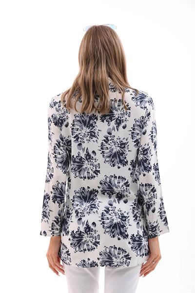 Kadın uzun kol viskon gömlek siyah-beyaz - Charamela