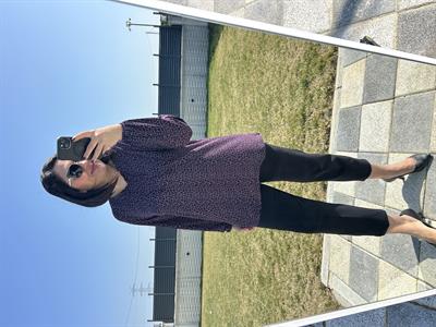 Kadın uzun kollu baskılı büyük beden penye bluz-bgb120 - Charamela