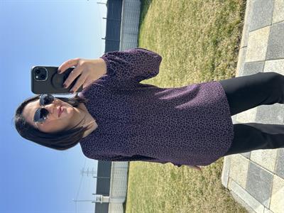 Kadın uzun kollu baskılı büyük beden penye bluz-bgb120 - Charamela