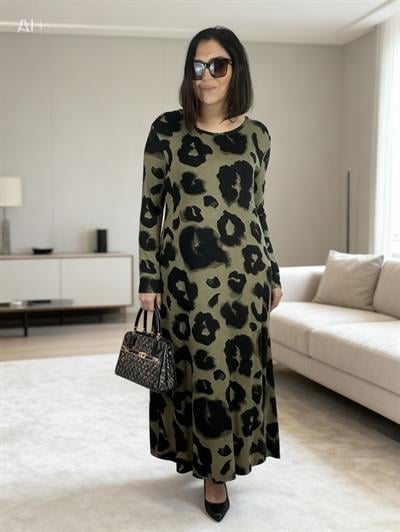 Kadın uzun örme büyük beden elbise-bge68 - Charamela