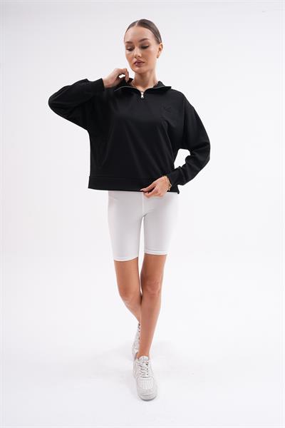Kadın yarım fermuarlı sweatshirt-bgs20 - Charamela