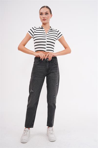 Kadın yıkamalı denim pantolon-bgp71 - Charamela