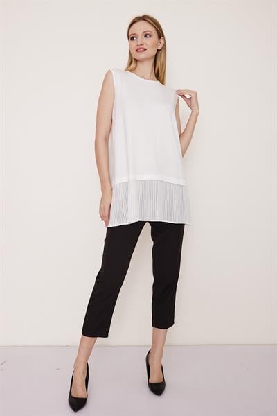 Kolsuz beyaz i̇çlik tunik - Charamela