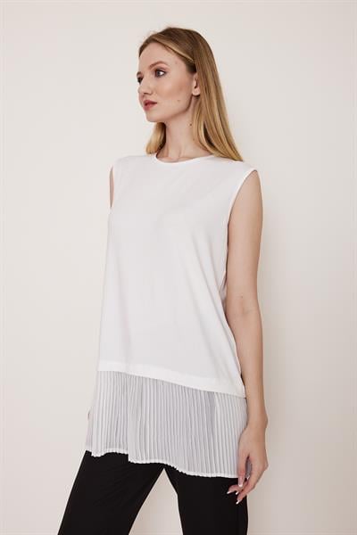 Kolsuz beyaz i̇çlik tunik - Charamela