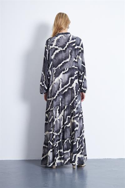 Siyah/gri maxi elbise - Charamela