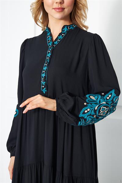 Nakışlı maxi uzun elbise - Charamela