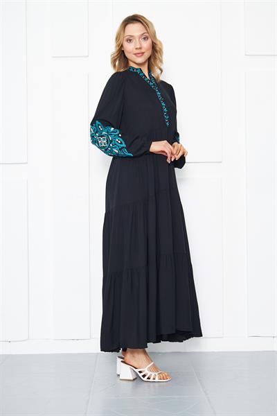 Nakışlı maxi uzun elbise - Charamela