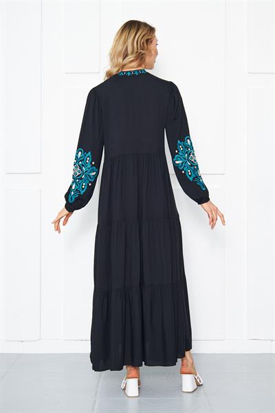 Nakışlı maxi uzun elbise - Charamela