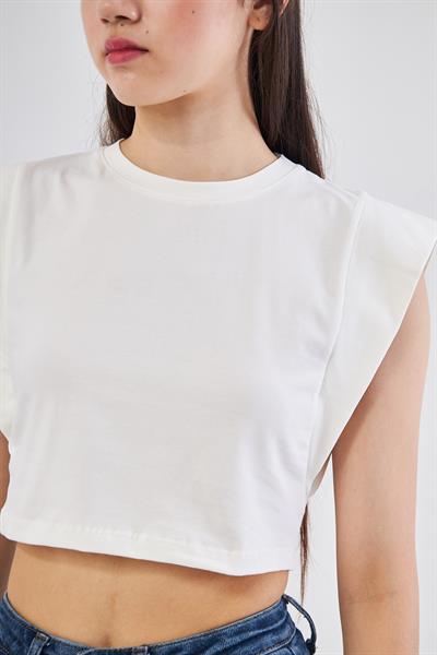 Omuz detaylı crop t-shirt - Charamela
