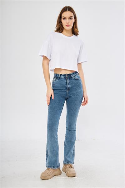 Oversize beyaz crop t-shirt - Charamela