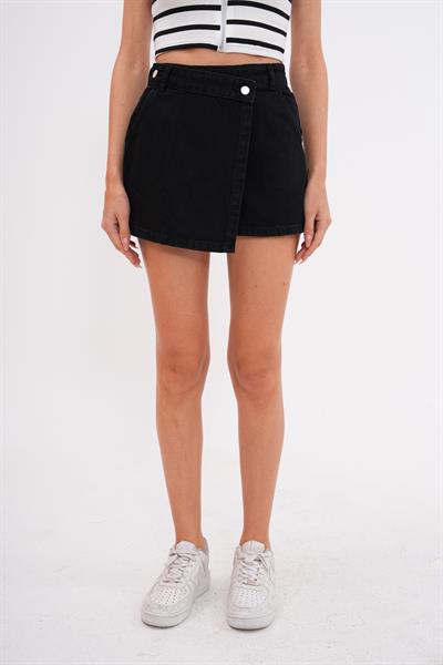 Siyah denim şort etek - Charamela