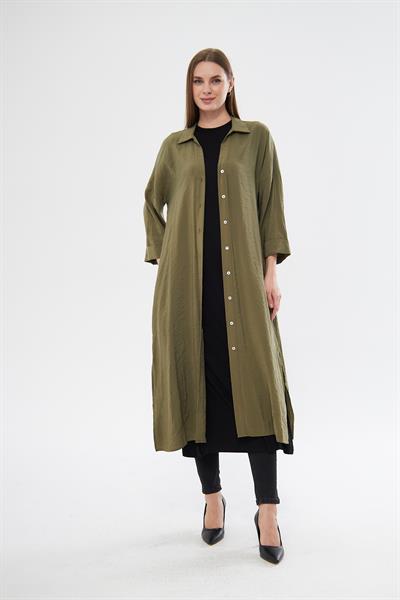 Siyah uzun örme tunik elbise - Charamela