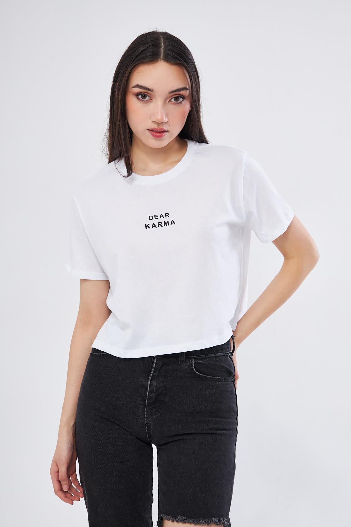 Dear Karma Baskılı Crop Tshirt