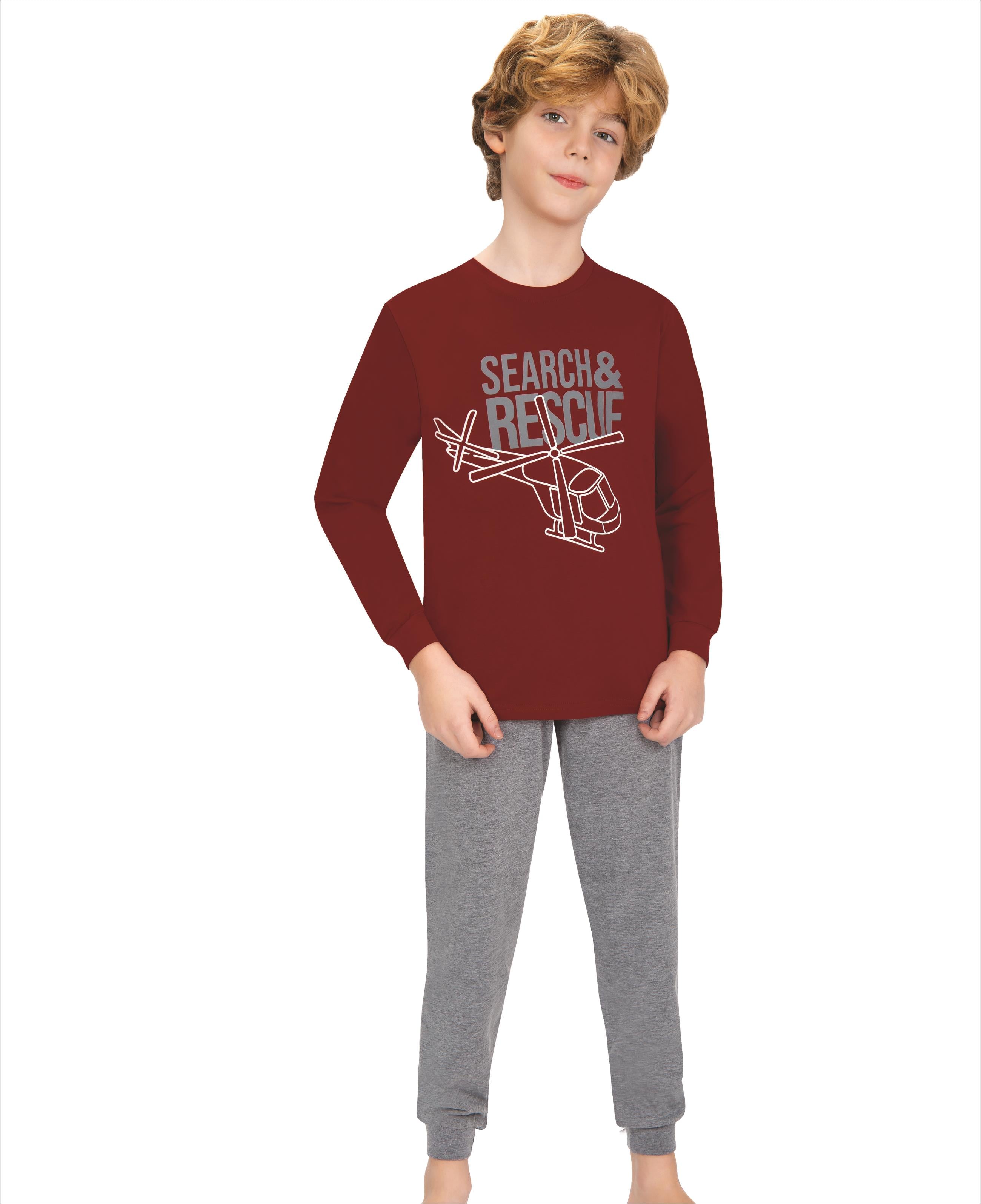 Erkek Çocuk Bordo Pijama Takımı