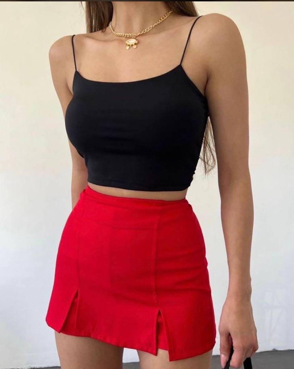 İnce Askılı Siyah Crop Atlet - BGA01