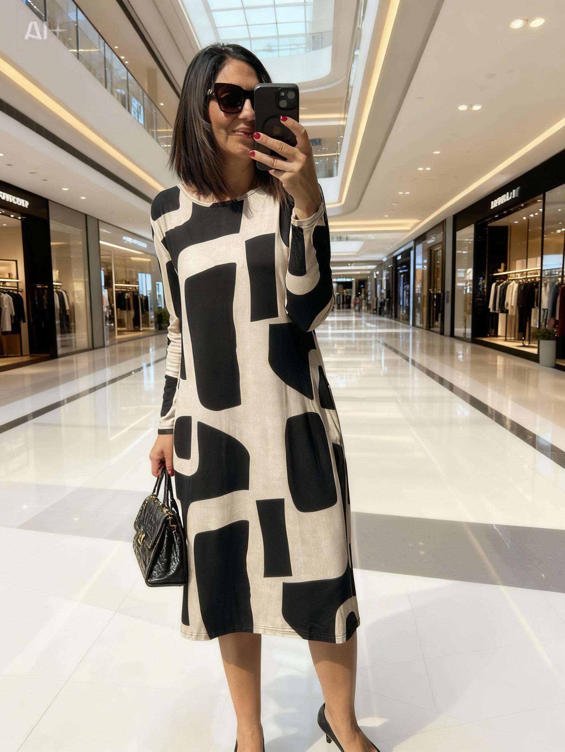 Kadın büyük beden uzun kollu örme elbise - Charamela