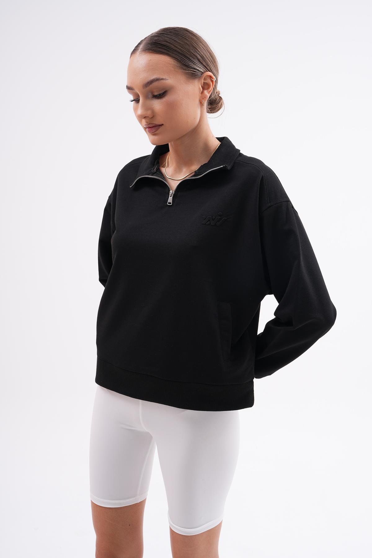 Kadın Yarım Fermuarlı Sweatshirt-BGS20
