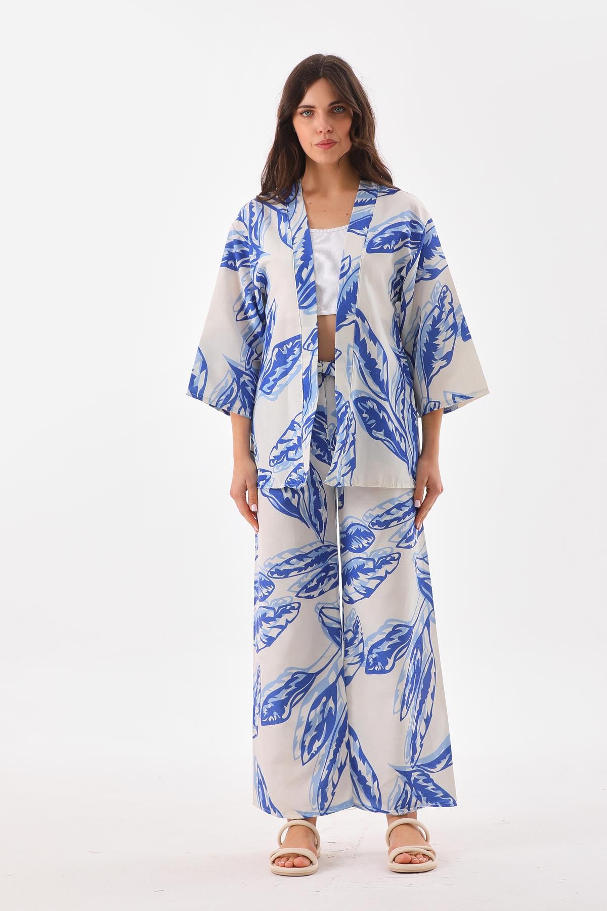 Mavi Beyaz Kimono Takım
